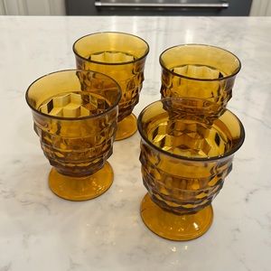 Vintage Amber Gold Cubist Glasses
